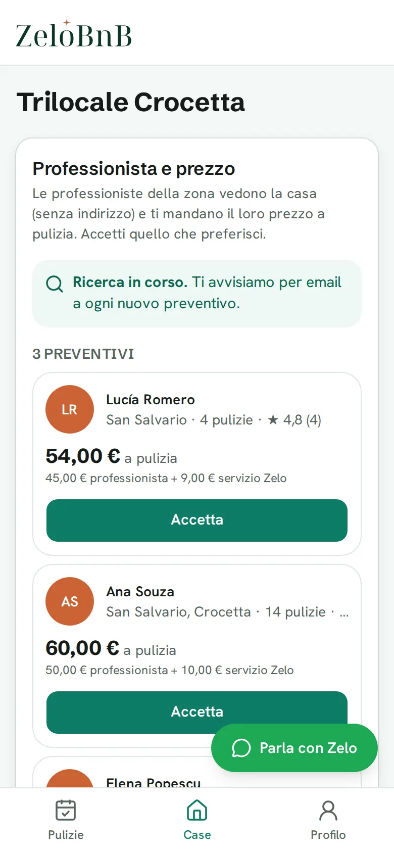 I preventivi delle professioniste per una casa, nell'app